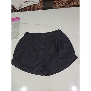 Abercrombie & Fitch Pleated Cuffed Shorts  Size 4 High Rise Casual Black bin 2